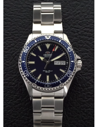 Reloj de buceo hombre automático Orient Kamasu RA-AA0002L dial azul 41.8mm DIVERS Cristal Zafiro correa acero