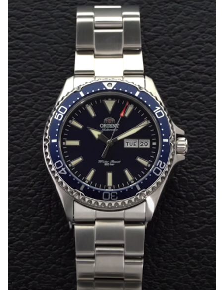 Reloj de buceo hombre automático Orient Kamasu RA-AA0002L dial azul 41.8mm DIVERS Cristal Zafiro correa acero
