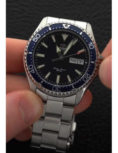 Reloj de buceo hombre automático Orient Kamasu RA-AA0002L dial azul 41.8mm DIVERS Cristal Zafiro correa acero