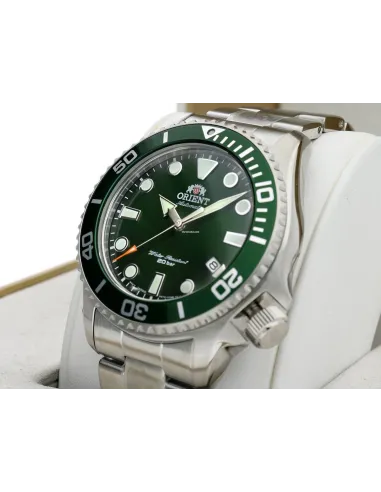 Reloj Automático Buceo Hombre Orient RA-AC0K02E dial verde cristal zafiro correa acero