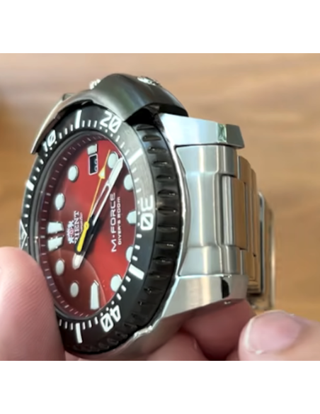 reloj automático hombre buceo Orient M-Force RA-AC0L02R dial rojo 45mm correa acero 200m water resist