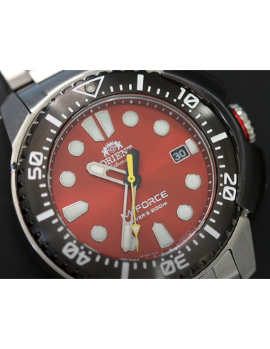 copy of reloj automático hombre buceo Orient M-Force RA-AC0L01B dial negro 45mm correa acero 200m water resist