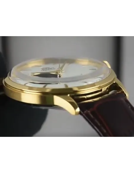 Reloj Automático hombre Orient Bambino RA-AG0003S Open Heart correa cuero oro rosa