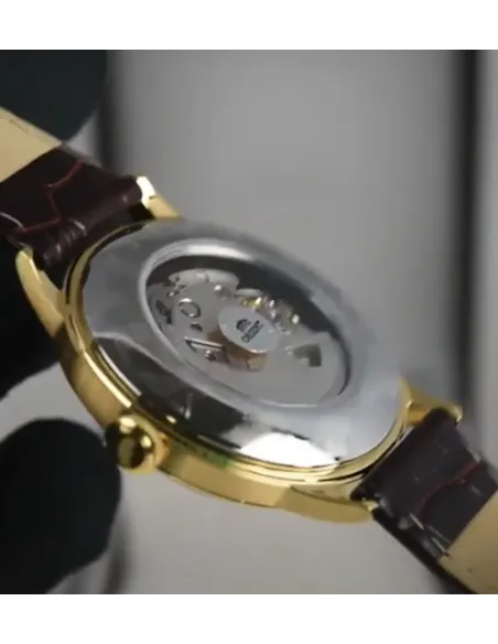 Reloj Automático hombre Orient Bambino RA-AG0003S Open Heart correa cuero oro rosa