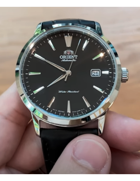 reloj automático hombre Orient Simphony RA-AC0F05B dial negro 41.6mm correa cuero