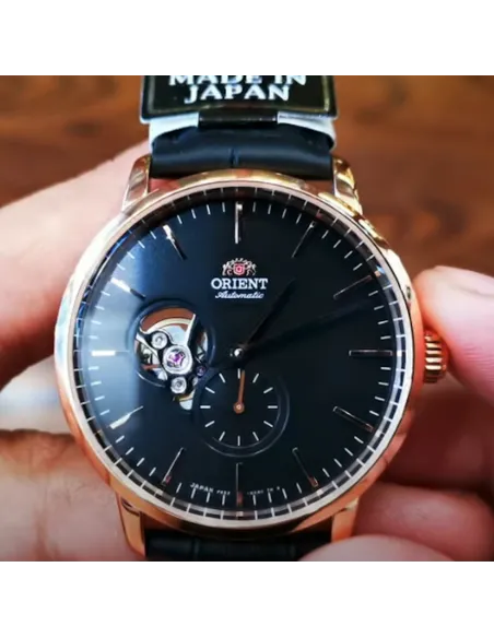 Reloj automático hombre Orient RA-AR0103B Open Heart correa cuero dial negro 40mm (permite cuerda manual)