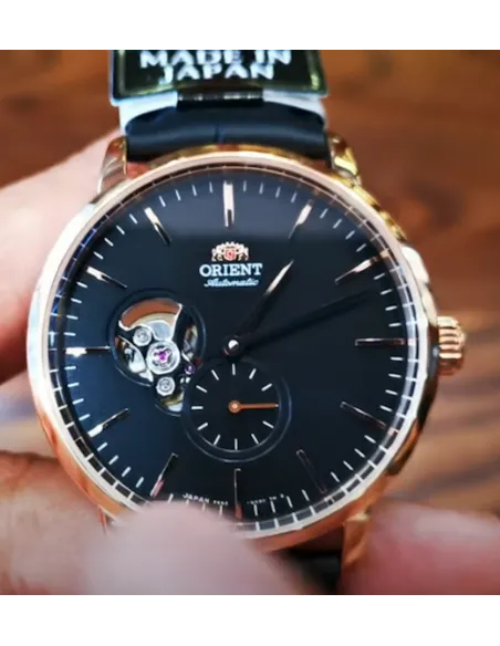 Reloj automático hombre Orient RA-AR0103B Open Heart correa cuero dial negro 40mm (permite cuerda manual)