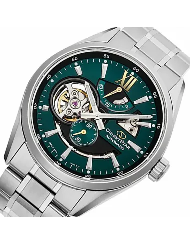 reloj automático hombre Orient Star RE-AV0114E Power Reserve 50h dial verde 41mm cristal zafiro anti-reflejo 100m correa acero