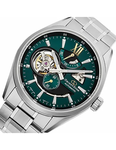 reloj automático hombre Orient Star RE-AV0114E Power Reserve 50h dial verde 41mm cristal zafiro anti-reflejo 100m correa acero