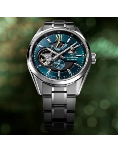 reloj automático hombre Orient Star RE-AV0114E Power Reserve 50h dial verde 41mm cristal zafiro anti-reflejo 100m correa acero