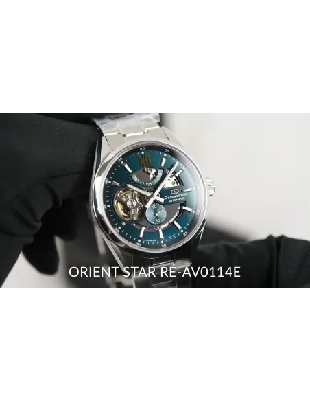 reloj automático hombre Orient Star RE-AV0114E Power Reserve 50h dial verde 41mm cristal zafiro anti-reflejo 100m correa acero