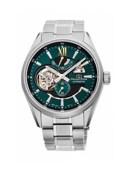 reloj automático hombre Orient Star RE-AV0114E Power Reserve 50h dial verde 41mm cristal zafiro anti-reflejo 100m correa acero