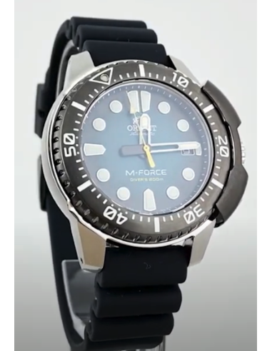 reloj automático buceo hombre Orient M-Force RA-AC0L04L dial azul 45mm correa goma 200m Water resist