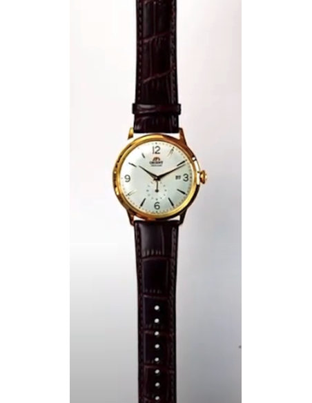 reloj hombre automático Orient Bambino RA-AP0004S white gold correa cuero