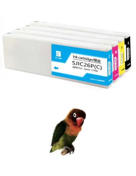 Tinta Compatible para Epson SJIC26P Negro Cartucho de Tinta Pigmentada C33S020618 / SJIC26PK para ColorWorks C7500, TM-C7500