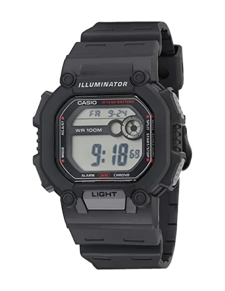 Reloj deportivo hombre Casio W737H-1A Luz LED 10 años batería Hora Dual 100m Water Resist