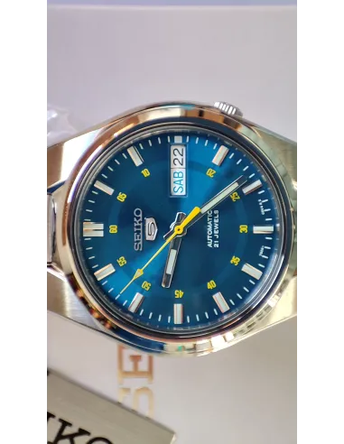 reloj automático hombre Seiko 5 SNK615K1 dial azul 37mm correa acero