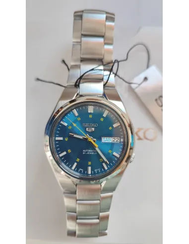 reloj automático hombre Seiko 5 SNK615K1 dial azul 37mm correa acero