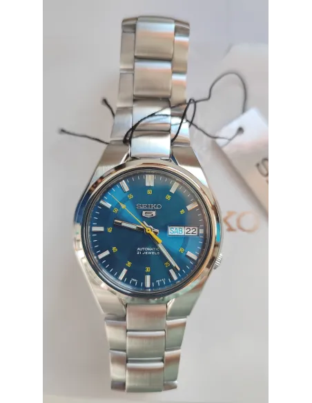 reloj automático hombre Seiko 5 SNK615K1 dial azul 37mm correa acero