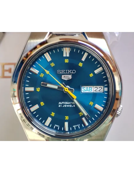 reloj automático hombre Seiko 5 SNK615K1 dial azul 37mm correa acero