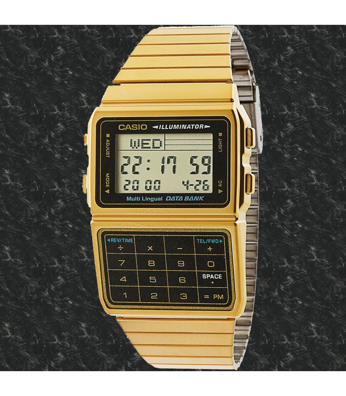 lapso Conciliador Curiosidad Reloj Casio Unisex DBC-611G-1 Iluminador dorado Telememo Calculadora