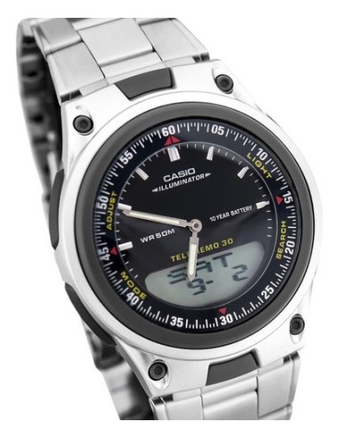 reloj hombre CASIO aw-80d-1a2 Hora Mundial - 30 telememo - 10 años batería