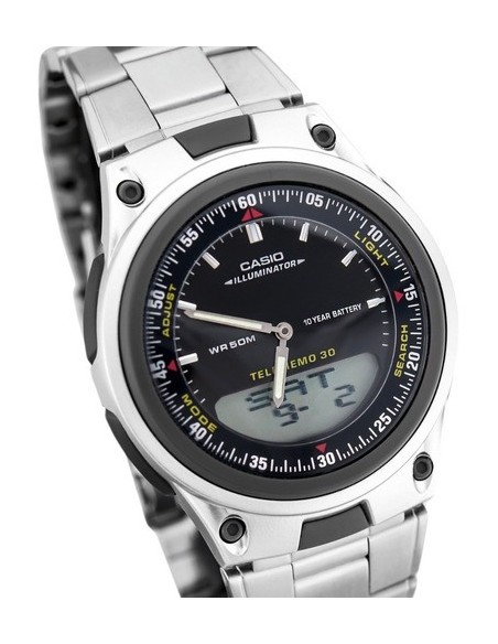 reloj hombre CASIO aw-80d-1a2 Hora Mundial - 30 telememo - 10 años batería