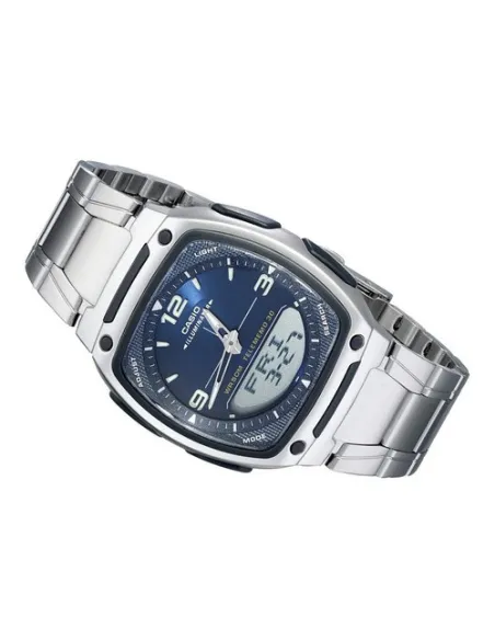 Reloj deportivo clásico hombre Casio AW-81D-2A dial azul correa acero inoxidable 30 telememo 10 años batería Hora Mundial