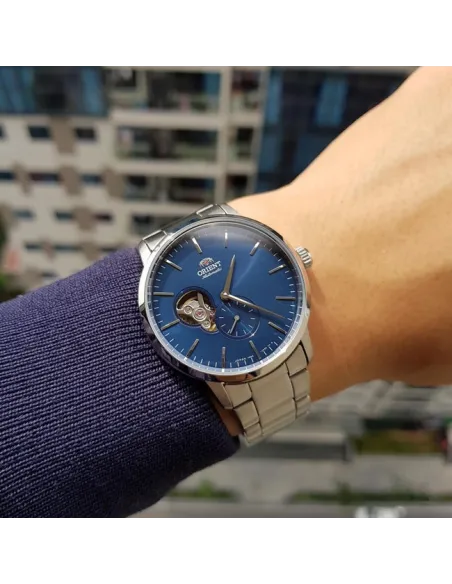 reloj automático hombre Orient Contemporary RA-AR0101L Semi-Skeleton dial azul 40mm correa acero 100m