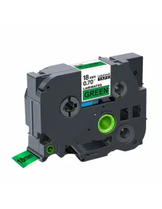 Compatible Brother TZe741 / TZ741 Cinta Laminada de Etiquetas - Texto negro sobre fondo verde - Ancho 18mm x 8 metros