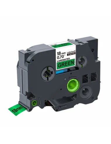 Compatible Brother TZe741 / TZ741 Cinta Laminada de Etiquetas - Texto negro sobre fondo verde - Ancho 18mm x 8 metros