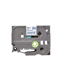 Compatible Brother TZe243 / TZ243 Cinta Laminada de Etiquetas - Texto azul sobre fondo blanco - Ancho 18mm x 8 metros