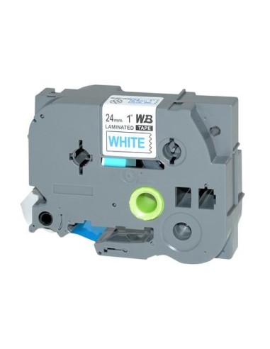 Compatible Brother TZe253 / TZ253 Cinta Laminada de Etiquetas - Texto azul sobre fondo blanco - Ancho 24mm x 8 metros