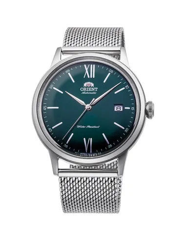 reloj automático hombre Orient Bambino RA-AC0018E dial verde 40.5mm correa acero malla (admite cuerda manual)
