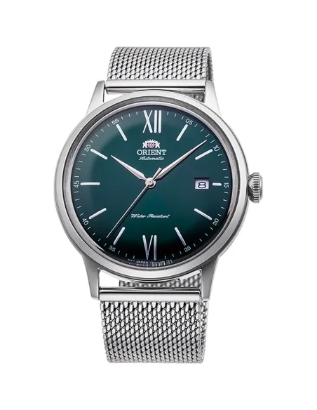 reloj automático hombre Orient Bambino RA-AC0018E dial verde 40.5mm correa acero malla (admite cuerda manual)