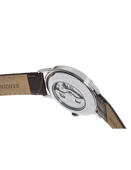 Reloj hombre automático Orient RA-AP0002S esfera plateada correa cuero marrón