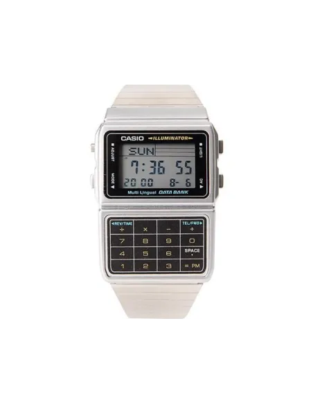 Reloj Casio Unisex DBC611-1D Iluminador Plata Telememo Calculadora