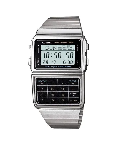 Reloj Casio Unisex DBC611-1D Iluminador Plata Telememo Calculadora