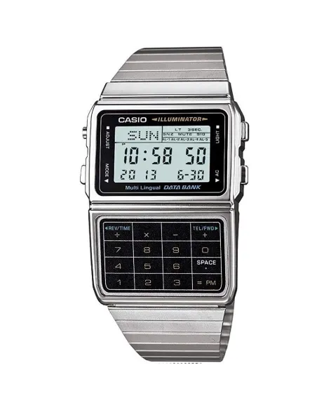 Reloj Casio Unisex DBC611-1D Iluminador Plata Telememo Calculadora