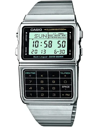 Reloj Casio Unisex DBC611-1D Iluminador Plata Telememo Calculadora