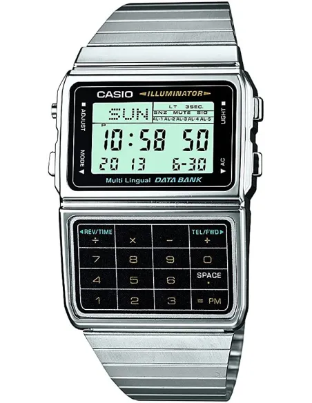 Reloj Casio Unisex DBC611-1D Iluminador Plata Telememo Calculadora
