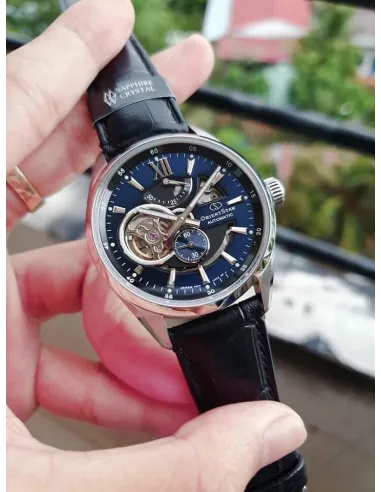 Reloj Automático Hombre Orient Star Skeleton RE-AV0005L zafiro correa cuero