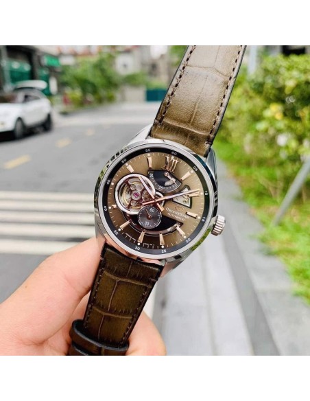 Reloj automático hombre Orient Star RE-AV0006Y 50h Power Reserve Cristal Zafiro anti-reflejo correa cuero