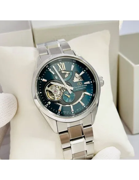 reloj automático hombre Orient Star RE-AV0114E Power Reserve 50h dial verde 41mm cristal zafiro anti-reflejo 100m correa acero