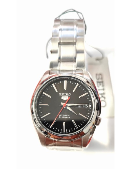 Reloj automático hombre Seiko 5 SNKL45K1 dial negro 38mm correa acero