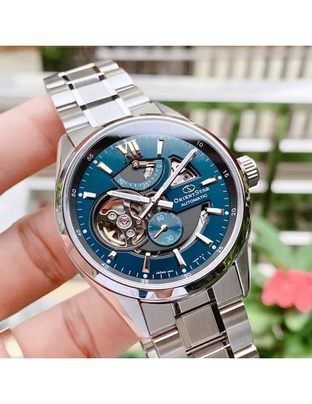 reloj automático hombre Orient Star RE-AV0114E Power Reserve 50h dial verde 41mm cristal zafiro anti-reflejo 100m correa acero