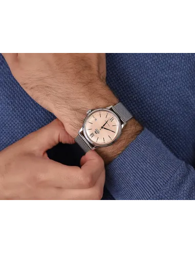 reloj automático hombre Orient Bambino RA-AC0020G dial beige 40.5mm correa acero malla (admite cuerda manual)