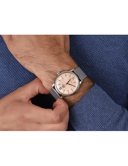 copy of reloj automático hombre Orient Bambino RA-AC0019L dial azul 40.5mm correa acero malla (admite cuerda manual)