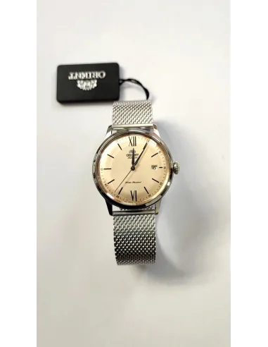 reloj automático hombre Orient Bambino RA-AC0020G dial beige 40.5mm correa acero malla (admite cuerda manual)