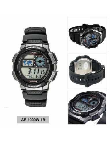 Reloj Casio collection Digital AE-1000w-1bv Hora Mundial - 5 Alarmas - 10 BAR